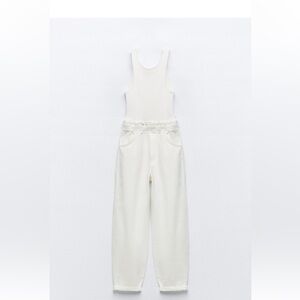 Zara Ribbed Cream Tank Jumpsuit
